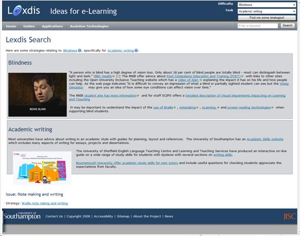 Task and difficulty page on LexDis